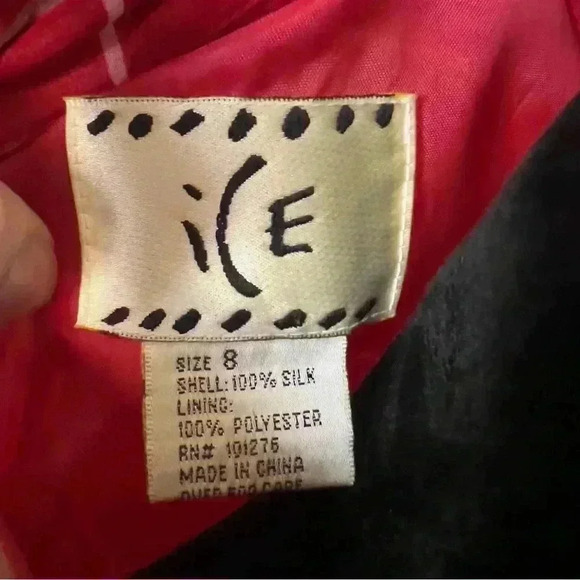 Vtg 90s Ice 100% Silk Red Wavy Plaid Collared Wrap Dress - Size 8 - Picture 4 of 7